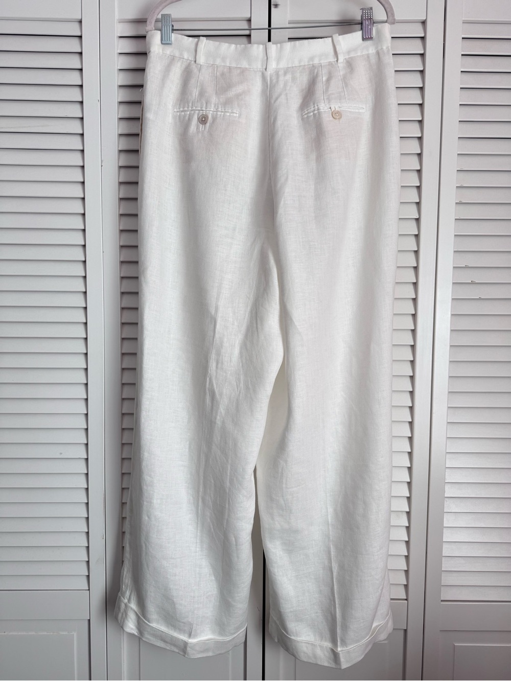 Polo Ralph Lauren Linen Relaxed Straight Leg High Rise Pleated White Pant 10 - Picture 7 of 13